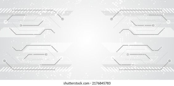 Gray and white futuristic background. Vector illustration template. Abstract innovation background from technological elements. Advanced communication technologies.