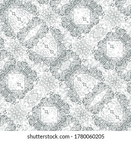 Patrón delicado y geométrico gris y blanco en estilo turco étnico.