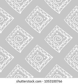Gray and white geometric ornament. Seamless pattern for web, textile and wallpapers
