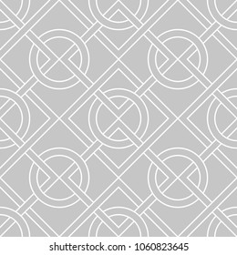Gray and white geometric ornament. Seamless pattern for web, textile and wallpapers