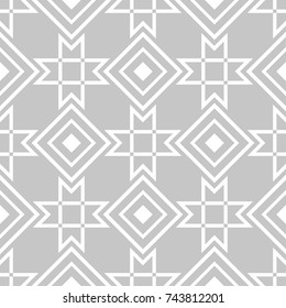 Gray and white geometric ornament. Seamless pattern for web, textile and wallpapers