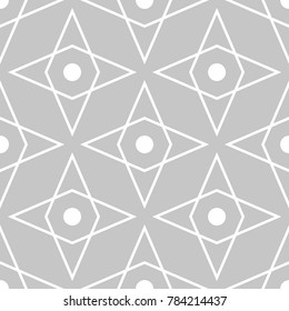 Gray and white geometric ornament. Seamless pattern for web, textile and wallpapers
