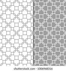 Gray and white geometric prints. Set of seamless patterns for web, textile and wallpapers
