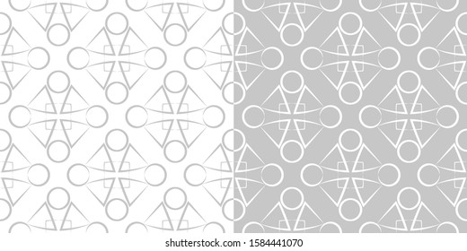 Gray and white geometric seamless backgrounds. Compilation of patterns. Vector illustration