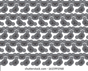 Gray White Koala Head Pattern