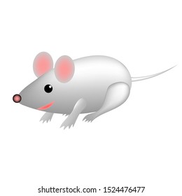 Gray white mouse on a white background. Isolated. Vector illustration.