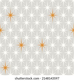  Gray, white and orange Mid-century 1950s modern starburst pattern.