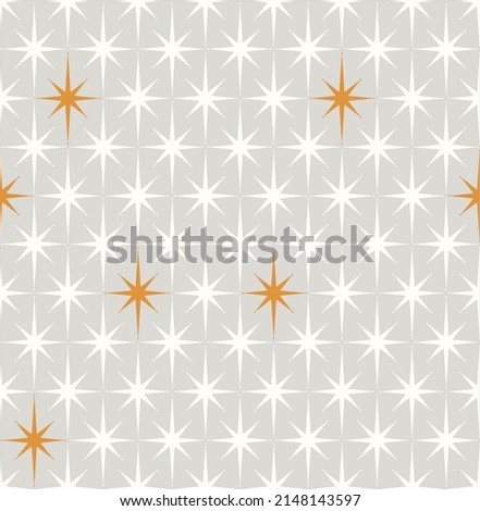  Gray, white and orange Mid-century 1950s modern starburst pattern.