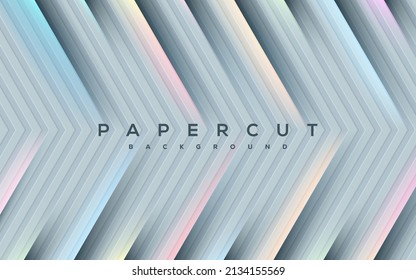 gray white overlap layers papercut effect with light abstract shapes background