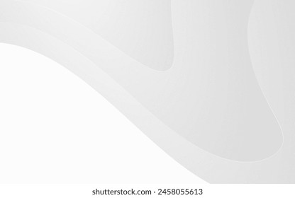 Gray and white paper curve design with texture grain background. Vector illustration 