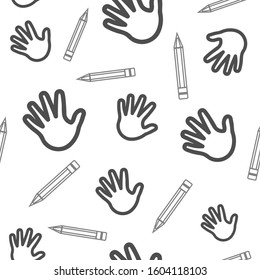 gray and white pattern of hand with pencil