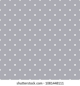 Gray and White Polka Dots Seamless Pattern - Classic white polka dots on trendy gray background seamless pattern