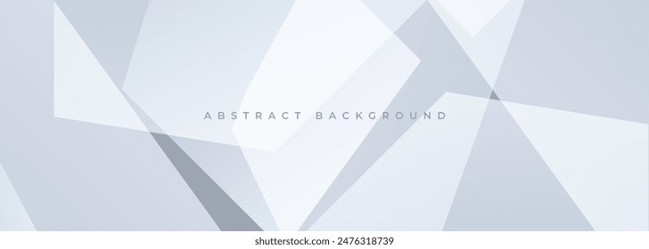 Gray and white presentation abstract background. Grey modern abstract wide banner with white geometric shapes. Vector illustration
