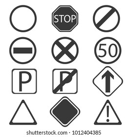 gray white road sign set