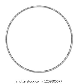 Gray white rope woven circle vector border, circle vector frame, isolated on white background