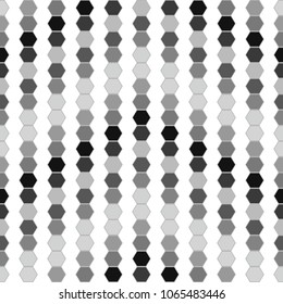 Gray and white seamless background on which the arrow points up. Vector polygonal pattern made of hexagon.