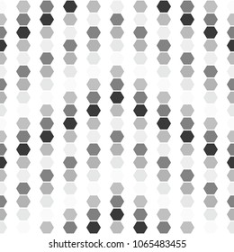 Gray and white seamless background on which the arrow points up. Vector polygonal pattern made of hexagon.