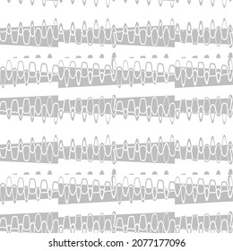 Gray and white seamless pattern with radio sound waves. Abstract vector retro grunge. Artistic illustration for fabric design, wallpaper, decorative paper, web design, background, postcard.