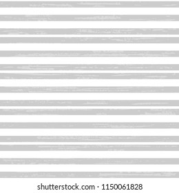 Gray and white seamless vector pattern with horizontal stripes. Beautiful abstract background with light shabby texture for surface, textile, paper design.