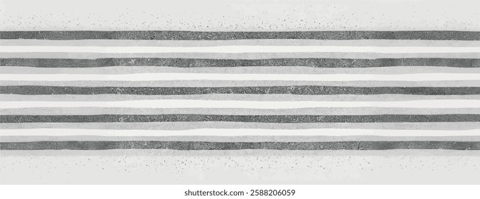 Gray and white striped background with a textured, speckled design. The background features alternating gray and white horizontal lines. Striped woven texture background. Gray background vector.