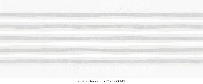 Gray and white striped background, watercolor style. The background features soft, horizontal gray lines on a white background. Striped woven texture background vector.