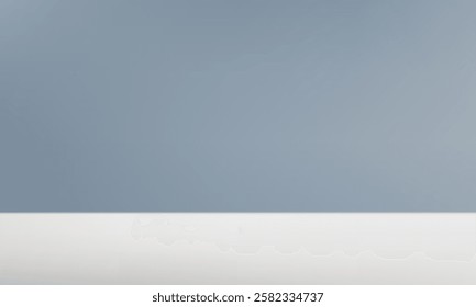 Gray and white studio background. Empty Room Studio with table. Space for selling products, backdrop, wallpaper, background, text. Vector illustration.