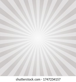 Gray and white sunburst background. Sunburst backdrop as design element for multipurpose use. Vector illustrations.