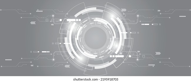 Gray and white technology background image Line design for communication connections in digital systems Hi-tech technology pattern
