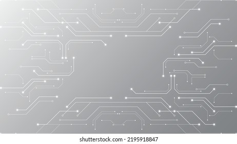 Gray and white technology background image Line design for communication connections in digital systems Hi-tech technology pattern
