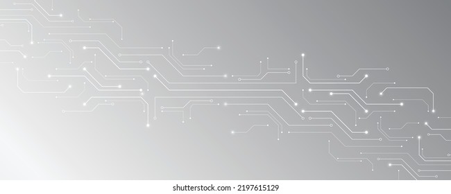 Gray and white technology background image Line design for communication connections in digital systems Hi-tech technology pattern