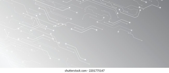 Gray and white technology background image Line design for communication connections in digital systems Hi-tech technology pattern