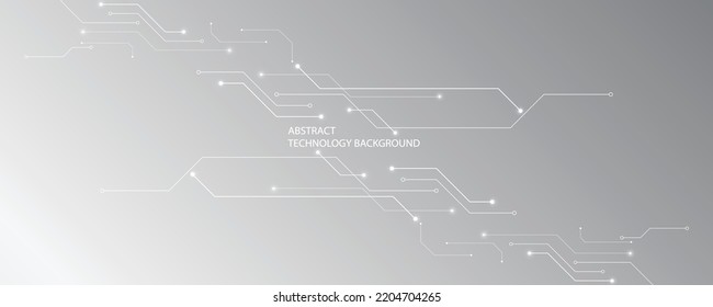 Gray and white technology background image Line design for communication connections in digital systems Hi-tech technology pattern