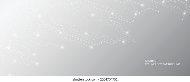 Gray and white technology background image Line design for communication connections in digital systems Hi-tech technology pattern