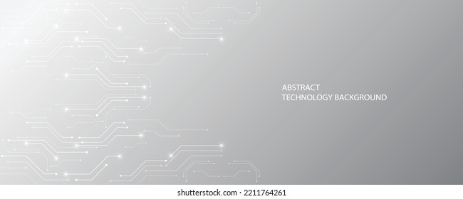 Gray and white technology background image Line design for communication connections in digital systems Hi-tech technology pattern
