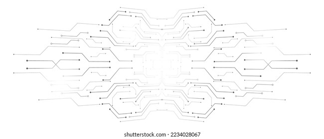 Gray and white technology background image Line design for communication connections in digital systems Hi-tech technology pattern
