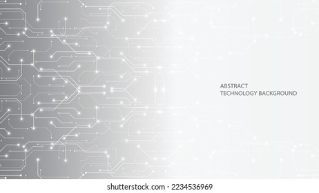 Gray and white technology background image Line design for communication connections in digital systems Hi-tech technology pattern
