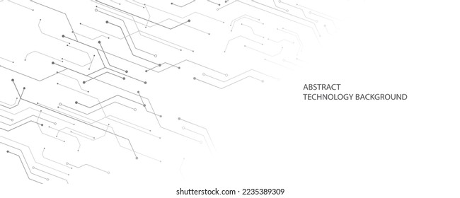 Gray and white technology background image Line design for communication connections in digital systems Hi-tech technology pattern