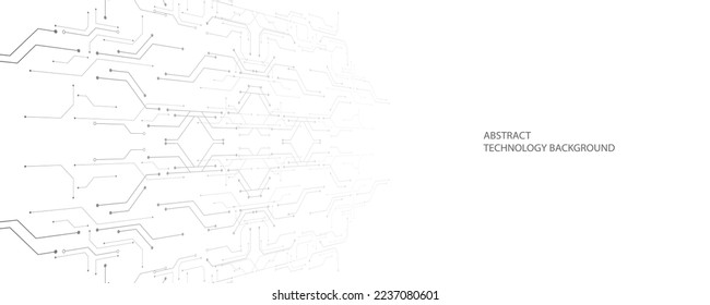 Gray and white technology background image Line design for communication connections in digital systems Hi-tech technology pattern