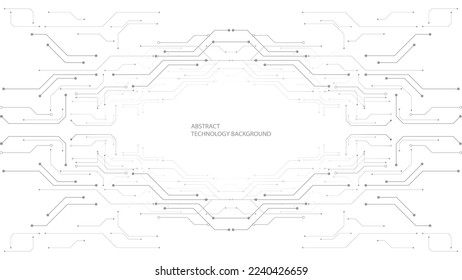 Gray and white technology background image Line design for communication connections in digital systems Hi-tech technology pattern