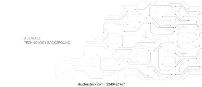 Gray and white technology background image Line design for communication connections in digital systems Hi-tech technology pattern