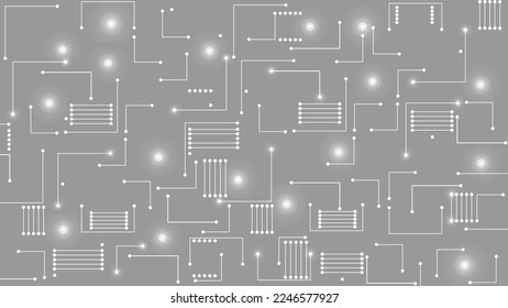 Gray and white technology background image Line design for communication connections in digital systems Hi-tech technology pattern