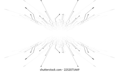 Gray and white technology background image Line design for communication connections in digital systems Hi-tech technology pattern