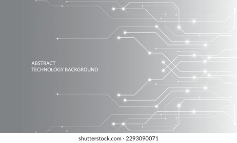 Gray and white technology background image Line design for communication connections in digital systems Hi-tech technology pattern
