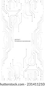 Gray and white technology background image Line design for communication connections in digital systems Hi-tech technology pattern