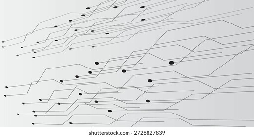 Imagen de fondo de tecnología gris y blanco Diseño de línea para conexiones de comunicación en sistemas digitales Patrón de tecnología de alta tecnología