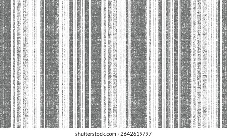 Listras verticais cinza e branco fundo texturizado com um efeito de linho angustiado. O padrão é perfeito e apresenta larguras variadas de listras.