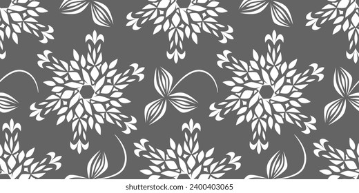 Gray and white wallpaper vector design for background. Seamless pattern.