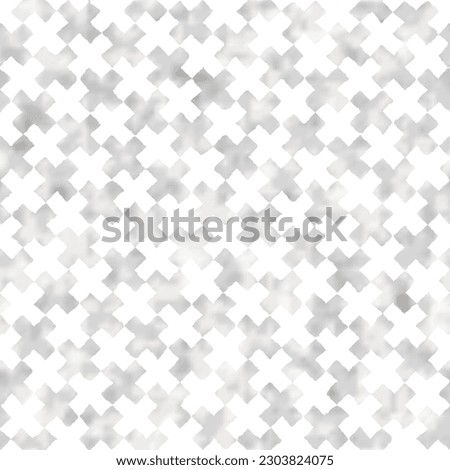 Gray and White Watercolor-Dyed Effect Textured Juji Tsunagi Pattern