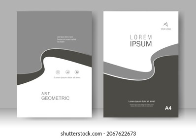 El diseño moderno de la cubierta del libro de olas grises y blancas. Informe anual. Plantilla de folleto, catálogo. Promoción simple de volante. de la barra Formato. Ilustración del vector