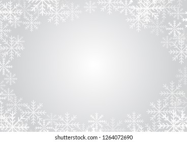 Gray and white winter background with white white snowflakes. It is vector illustration.